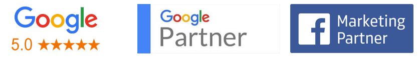 Digital marketing partner badge from Google and Facebook