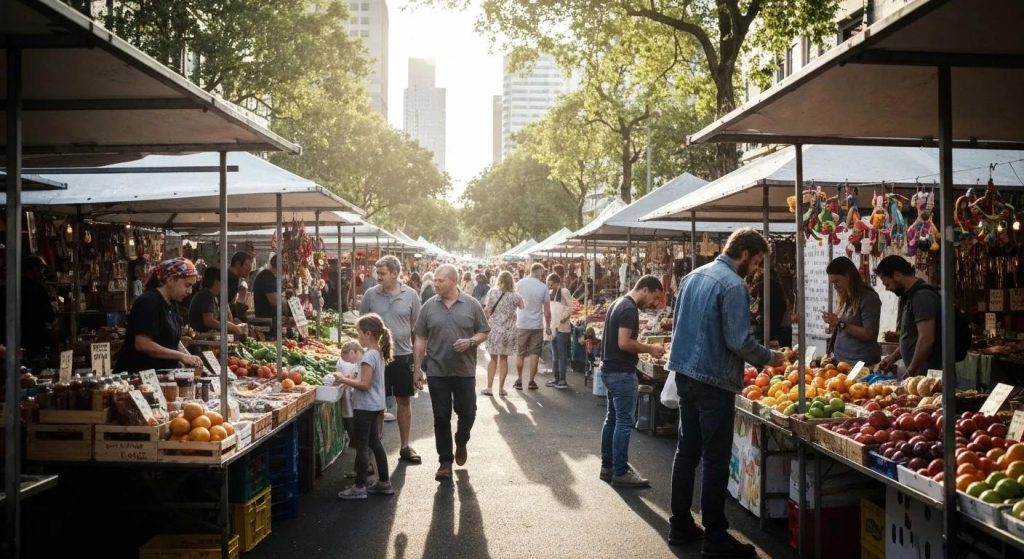 Local Sydney market scene showcasing vibrant community and consumer engagement