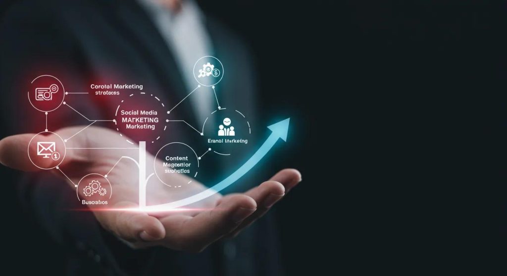 Visual representation of core digital marketing services driving business growth