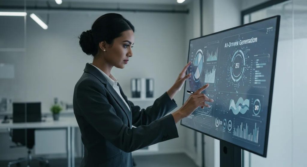 Business professional using AI to enhance lead generation efficiency