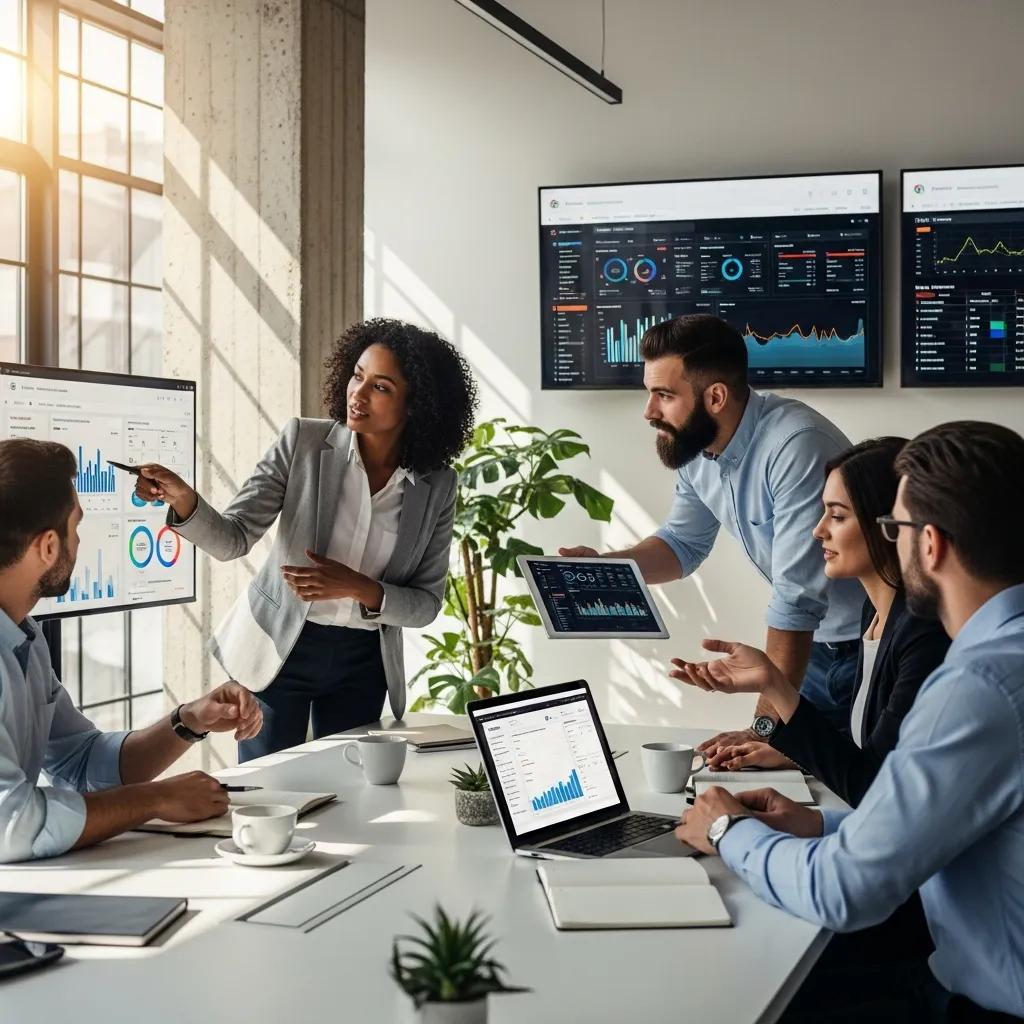 Diverse professionals collaborating in a modern office, emphasizing growth marketing strategies