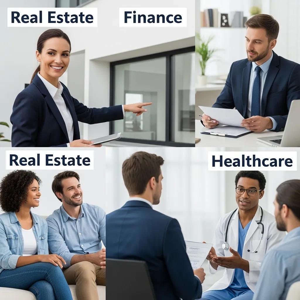 Real estate, finance and healthcare professionals engaging with digital lead tools