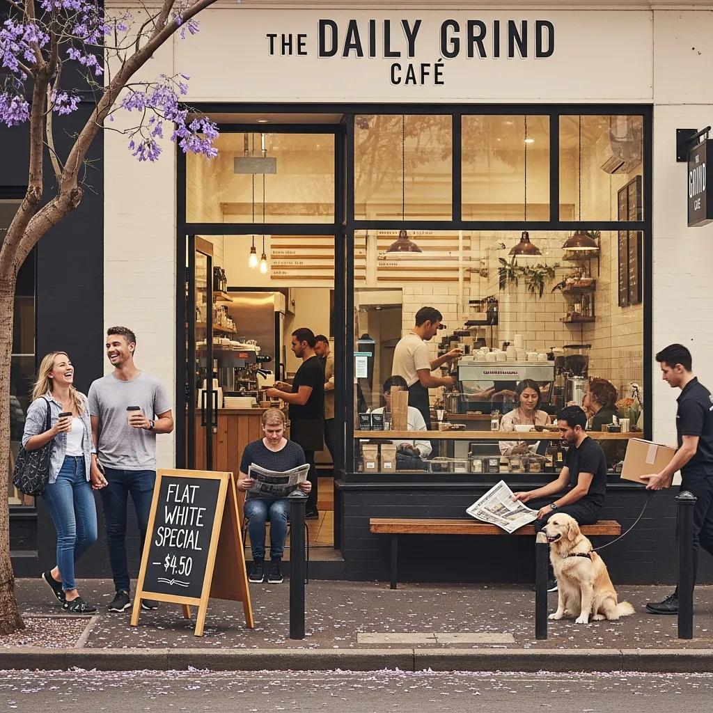 Local Australian business storefront with community engagement