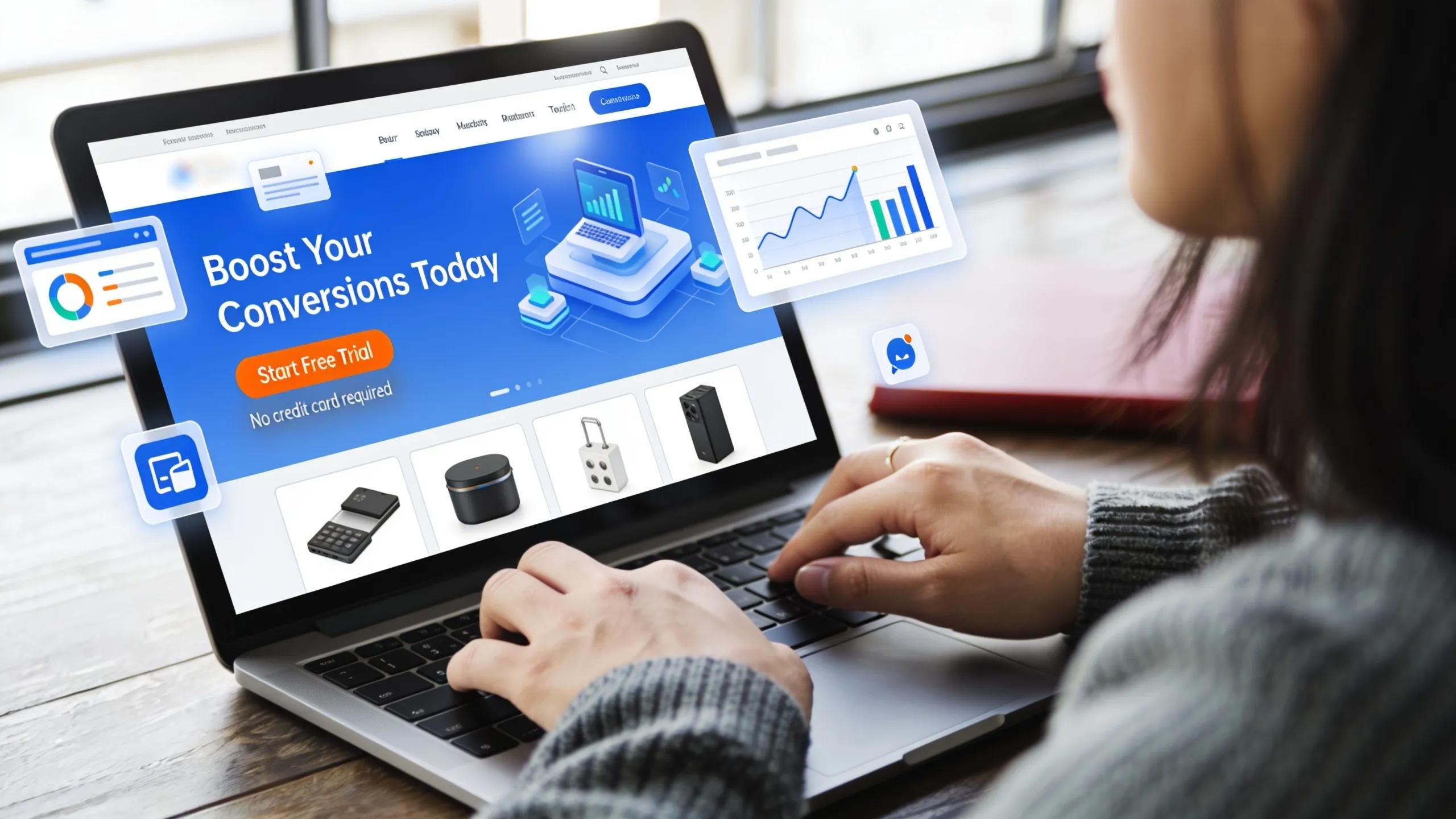User exploring a landing page designed for high conversion rates in Google Ads