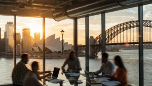 Sydney skyline with iconic landmarks representing business growth and marketing success